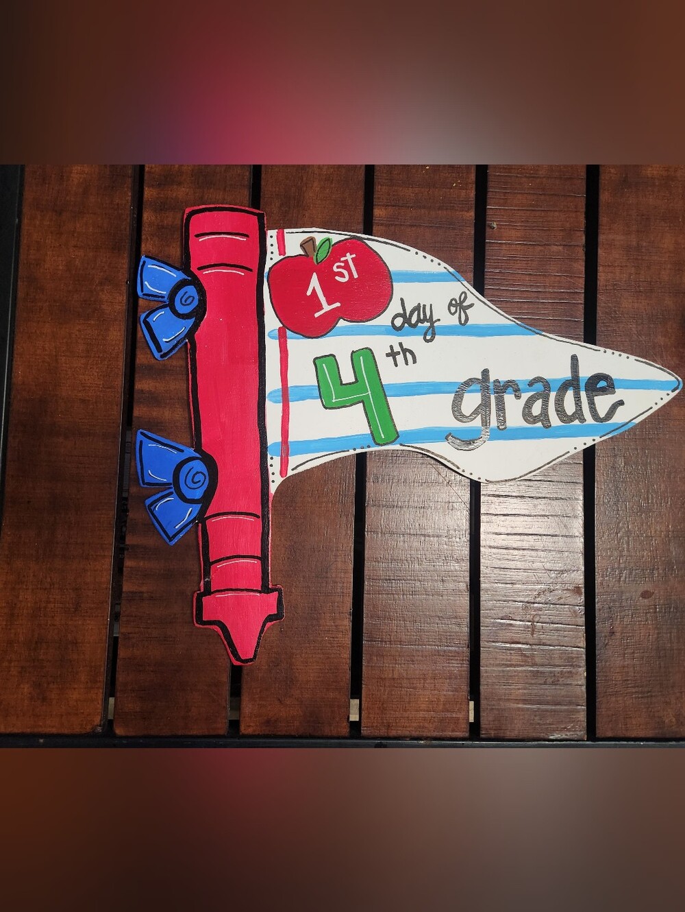 1st Day of 4th Grade Decorative Classroom Sign - Red, Blue, Green